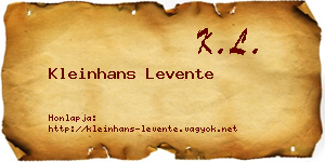 Kleinhans Levente névjegykártya